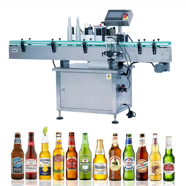Màquina etiquetadora d'ampolles de cervesa